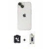 MARSİLYAN™- iPhone 14 Kılıf Ufuk Minimal Özel Seri - Siyah Bilvis Hayalet Cam Ekran Koruyucu + PVD Metal Kamera Lens - SH