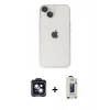 MARSİLYAN™- iPhone 14 Kılıf Ufuk Minimal Özel Seri - Siyah Bilvis Hayalet Cam Ekran Koruyucu + PVD Metal Kamera Lens - SH
