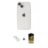 MARSİLYAN™- iPhone 14 Kılıf Ufuk Minimal Özel Seri - Siyah Buffer Cam Ekran Koruyucu + Diamond Kamera Lens - PE
