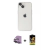 MARSİLYAN™- iPhone 14 Kılıf Ufuk Minimal Özel Seri - Siyah Buffer Cam Ekran Koruyucu + Raze Metal Kamera Lens - GS