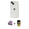 MARSİLYAN™- iPhone 14 Kılıf Ufuk Minimal Özel Seri - Siyah Buffer Cam Ekran Koruyucu + Raze Metal Kamera Lens - GS