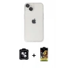 MARSİLYAN™- iPhone 14 Kılıf Ufuk Minimal Özel Seri - Siyah Buffer Cam Ekran Koruyucu + PVD Metal Kamera Lens - MI