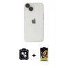 MARSİLYAN™- iPhone 14 Kılıf Ufuk Minimal Özel Seri - Siyah Buffer Cam Ekran Koruyucu + PVD Metal Kamera Lens - MI