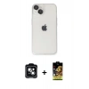 MARSİLYAN™- iPhone 14 Kılıf Ufuk Minimal Özel Seri - Siyah Buffer Cam Ekran Koruyucu + PVD Metal Kamera Lens - YL