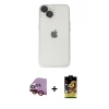MARSİLYAN™- iPhone 14 Kılıf Ufuk Minimal Özel Seri - Siyah Buffer Cam Ekran Koruyucu + Raze Metal Kamera Lens - KI