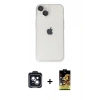 MARSİLYAN™- iPhone 14 Kılıf Ufuk Minimal Özel Seri - Siyah Buffer Cam Ekran Koruyucu + PVD Metal Kamera Lens - SH