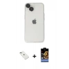 MARSİLYAN™- iPhone 14 Kılıf Ufuk Minimal Özel Seri - Siyah Buffer Hayalet Cam Ekran Koruyucu + Diamond Kamera Lens - YL