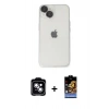 MARSİLYAN™- iPhone 14 Kılıf Ufuk Minimal Özel Seri - Siyah Buffer Hayalet Cam Ekran Koruyucu + PVD Metal Kamera Lens - MI