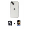 MARSİLYAN™- iPhone 14 Kılıf Ufuk Minimal Özel Seri - Siyah Buffer Hayalet Cam Ekran Koruyucu + PVD Metal Kamera Lens - SH