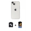 MARSİLYAN™- iPhone 14 Kılıf Ufuk Minimal Özel Seri - Siyah Buffer Hayalet Cam Ekran Koruyucu + PVD Metal Kamera Lens - MI