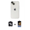 MARSİLYAN™- iPhone 14 Kılıf Ufuk Minimal Özel Seri - Siyah Buffer Hayalet Cam Ekran Koruyucu + PVD Metal Kamera Lens - GS