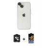 MARSİLYAN™- iPhone 14 Kılıf Ufuk Minimal Özel Seri - Siyah Buffer Hayalet Cam Ekran Koruyucu + PVD Metal Kamera Lens - YL