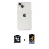 MARSİLYAN™- iPhone 14 Kılıf Ufuk Minimal Özel Seri - Siyah Buffer Hayalet Cam Ekran Koruyucu + PVD Metal Kamera Lens - YL