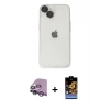 MARSİLYAN™- iPhone 14 Kılıf Ufuk Minimal Özel Seri - Siyah Buffer Hayalet Cam Ekran Koruyucu + Raze Metal Kamera Lens - MR