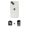 MARSİLYAN™- iPhone 14 Kılıf Ufuk Minimal Özel Seri - Siyah Buffer Hayalet Cam Ekran Koruyucu + PVD Metal Kamera Lens - SH