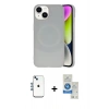MARSİLYAN™- iPhone 14 Kılıf Ufuk Serisi - Şeffaf Royal Nano Ekran Koruyucu + Shine Kamera Lens - MI