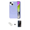 MARSİLYAN™- iPhone 14 Kılıf Ufuk Serisi - Siyah 3D Antistatik Hayalet Cam Ekran Koruyucu + Diamond Kamera Lens - SABE