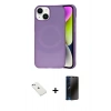 MARSİLYAN™- iPhone 14 Kılıf Ufuk Serisi - Siyah 3D Antistatik Hayalet Cam Ekran Koruyucu + Diamond Kamera Lens - SABE