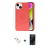 MARSİLYAN™- iPhone 14 Kılıf Ufuk Serisi - Siyah 3D Antistatik Hayalet Cam Ekran Koruyucu + Diamond Kamera Lens - SABE
