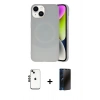 MARSİLYAN™- iPhone 14 Kılıf Ufuk Serisi - Siyah 3D Antistatik Hayalet Cam Ekran Koruyucu + Shine Kamera Lens - SH