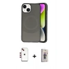MARSİLYAN™- iPhone 14 Kılıf Ufuk Serisi - Siyah Bilvis 3D Cam Ekran Koruyucu + Shine Kamera Lens - KI