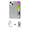 MARSİLYAN™- iPhone 14 Kılıf Ufuk Serisi - Siyah Bilvis 3D Cam Ekran Koruyucu + Shine Kamera Lens - MI