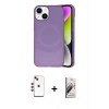 MARSİLYAN™- iPhone 14 Kılıf Ufuk Serisi - Siyah Bilvis 3D Mat Cam Ekran Koruyucu + Shine Kamera Lens - KI