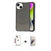 MARSİLYAN™- iPhone 14 Kılıf Ufuk Serisi - Siyah Bilvis 3D Mat Cam Ekran Koruyucu + Shine Kamera Lens - KI