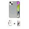 MARSİLYAN™- iPhone 14 Kılıf Ufuk Serisi - Siyah Bilvis 3D Mat Cam Ekran Koruyucu + Shine Kamera Lens - KI