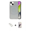 MARSİLYAN™- iPhone 14 Kılıf Ufuk Serisi - Siyah Bilvis 3D Mat Cam Ekran Koruyucu + Diamond Kamera Lens - PE