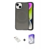 MARSİLYAN™- iPhone 14 Kılıf Ufuk Serisi - Siyah Bilvis 5in1 3D Magic Cam Ekran Koruyucu + Diamond Kamera Lens - KI