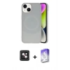 MARSİLYAN™- iPhone 14 Kılıf Ufuk Serisi - Siyah Bilvis 5in1 3D Magic Cam Ekran Koruyucu + PVD Metal Kamera Lens - PE