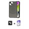 MARSİLYAN™- iPhone 14 Kılıf Ufuk Serisi - Siyah Bilvis 5in1 3D Magic Cam Ekran Koruyucu + PVD Metal Kamera Lens - PE