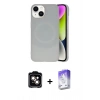 MARSİLYAN™- iPhone 14 Kılıf Ufuk Serisi - Siyah Bilvis 5in1 3D Magic Cam Ekran Koruyucu + PVD Metal Kamera Lens - TU