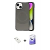 MARSİLYAN™- iPhone 14 Kılıf Ufuk Serisi - Siyah Bilvis 5in1 5D Magic Hayalet Cam Ekran Koruyucu + Diamond Kamera Lens - PE
