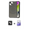 MARSİLYAN™- iPhone 14 Kılıf Ufuk Serisi - Siyah Bilvis 5in1 5D Magic Hayalet Cam Ekran Koruyucu + PVD Metal Kamera Lens - PE