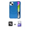 MARSİLYAN™- iPhone 14 Kılıf Ufuk Serisi - Siyah Bilvis 5in1 5D Magic Hayalet Cam Ekran Koruyucu + PVD Metal Kamera Lens - PE