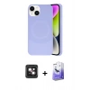 MARSİLYAN™- iPhone 14 Kılıf Ufuk Serisi - Siyah Bilvis 5in1 5D Magic Hayalet Cam Ekran Koruyucu + PVD Metal Kamera Lens - PE