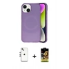MARSİLYAN™- iPhone 14 Kılıf Ufuk Serisi - Siyah Buffer Cam Ekran Koruyucu + Gümüş Shine Kamera Lens