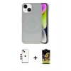 MARSİLYAN™- iPhone 14 Kılıf Ufuk Serisi - Siyah Buffer Cam Ekran Koruyucu + Kırmızı Shine Kamera Lens