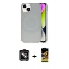MARSİLYAN™- iPhone 14 Kılıf Ufuk Serisi - Siyah Buffer Cam Ekran Koruyucu + PVD Metal Kamera Lens - TU