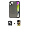 MARSİLYAN™- iPhone 14 Kılıf Ufuk Serisi - Siyah Buffer Cam Ekran Koruyucu + PVD Metal Kamera Lens - YL