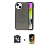 MARSİLYAN™- iPhone 14 Kılıf Ufuk Serisi - Siyah Buffer Cam Ekran Koruyucu + PVD Metal Kamera Lens - SH