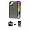 MARSİLYAN™- iPhone 14 Kılıf Ufuk Serisi - Siyah Buffer Hayalet Cam Ekran Koruyucu + PVD Metal Kamera Lens - GS