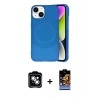 MARSİLYAN™- iPhone 14 Kılıf Ufuk Serisi - Siyah Buffer Hayalet Cam Ekran Koruyucu + PVD Metal Kamera Lens - GS