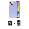 MARSİLYAN™- iPhone 14 Kılıf Ufuk Serisi - Siyah Buffer Hayalet Cam Ekran Koruyucu + PVD Metal Kamera Lens - GS