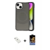 MARSİLYAN™- iPhone 14 Kılıf Ufuk Serisi - Siyah Buffer Hayalet Cam Ekran Koruyucu + Diamond Kamera Lens - PE