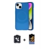 MARSİLYAN™- iPhone 14 Kılıf Ufuk Serisi - Siyah Buffer Hayalet Cam Ekran Koruyucu + PVD Metal Kamera Lens - SH