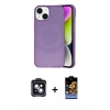 MARSİLYAN™- iPhone 14 Kılıf Ufuk Serisi - Siyah Buffer Hayalet Cam Ekran Koruyucu + PVD Metal Kamera Lens - SH