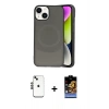 MARSİLYAN™- iPhone 14 Kılıf Ufuk Serisi - Siyah Buffer Hayalet Cam Ekran Koruyucu + Shine Kamera Lens - SH